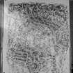 Photographic copy of rubbing showing detail of face of Drummies Pictish symbol stone.