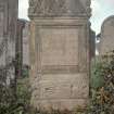 View of headstone to J. McTaggart dated 1743, Kirkcowan Parish Churchyard.