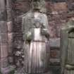 View of effigy to bishop, Elgin Cathedral.
