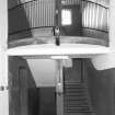 Interior view of Glasgow School of Art showing W staircase in basement from N.