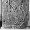 Back detail of Meigle no.1 Pictish cross slab on display in Meigle Museum.