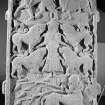 Back detail of Meigle No.2 Pictish cross slab on display in Meigle Museum.