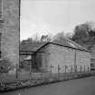 View of triangular plan ancillary building, Bongate Mill, Jedburgh, from east