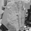 View of Drainie no.8 cross slab fragment on display in Elgin Museum.