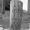 View of face of Pictish cross slab, Elgin Cathedral.