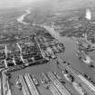 Prince's Dock looking West Glasgow, Lanarkshire, Scotland. Oblique aerial photograph taken facing West. 