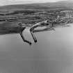 Entrance to Harbour Nairn, Nairn, Scotland. Oblique aerial photograph taken facing South. 