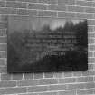 Alloa, Whins Road, Brewery, E wall of Brewhouse
Detail of tablet commemorating the opening of the reconstructed brewery by Inde Coope group of companies in 1958