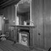 First floor, billiard room, fireplace with mirror above, detail
