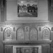 Second floor, library, carved overmantel, detail