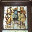 Ground floor, reception hall, stained glass, detail