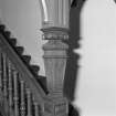 Staircase, newel post, decorative woodwork, detail