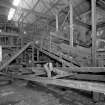 Newtongrange, Lady Victoria Colliery, Pithead Building (tub Circuit, Tippler Section, Picking Tables)
Interior view from NE showing long conveyor leading to North Hopper