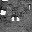 Detail of window in North-West gable of the Elphinstone Tower, viewed from interior.