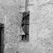 Ground floor, original turnpike stair hall, interior detail of window in South East corner.