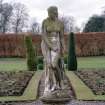 Fountain at West end of garden (no.26 on plan), view of statue from East.
