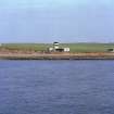 General view (from ferry) from NW of Battery Observation Post and searchlight emplacements.