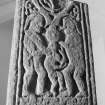 Back detail of carved stone in St Andrews Cathedral Museum.