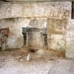 View of kitchen fireplace