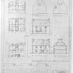 Photographic copy of plans, section and elevations as existing showing burgh store.