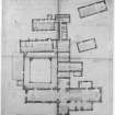 Iona, St Mary's Abbey.
Photographic copy of plan of ground floor buildings with rough plan drains.