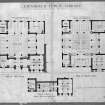 Photographic copy of sheet 3 of a set of 6 drawings of Plans, Elevations and Sections-Third, Fourth and Entresol Floor Plans
Unsigned, marked "Bibliotheque"   Dated "17 September 1887"