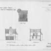 Photographic copy of drawing showing plan, elevation and section of house for Fred N Henderson.