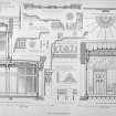 Photographic copy of drawing from Villa and Cottage Architecture showing sections and details.
Titled: 'Holmwood, sections and details  A&G Thomson, Architects  Plate LXXII  J Sulpis Engraver  Blackie & Son, Glasgow, Edinburgh & London.'