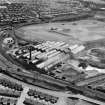 north British Steel Foundry Ltd, Balbardie Steel Works, Whitburn Road and Bathgate Golf Course, Paulville, Bathgate, west Lothian, Scotland, 1949. Oblique aerial photograph taken facing east.