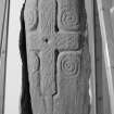 View of face of Pictish cross slab from Alyth High Kirk.