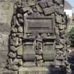 View of mural monument to John Pindar the poet, died 1905 aged 70, Auchterderran Parish Churchyard.