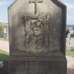 View of headstone to James Colquhoun Irvine 1877-1951, principal and vice chancellor of the University of St Andrews, St Andrew's Cathedral  Eastern cemetery.