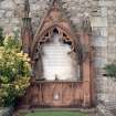 View of red sandstone mural monument, St Andrew's Cathedral  Eastern cemetery.