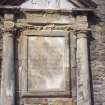 View of mural monument to Normand Macleod d.1772, St Andrew's Cathedral Burial Ground.