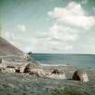 A general view of a St Kilda blackhouse (R) flanked by two cleitean (78 and 79).