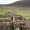 St Kilda, Village Bay. Looking along the ruined houses and blackhouses, with House 15 in the foreground.