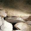 St Kilda, Village Bay. Blackhouses C, quern-stone in window embrasure.