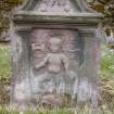 View of  headstone to Robert Robertson d. 1724 aged 9 months, Stenton Old Parish Church Burial Ground.