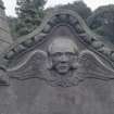 Detail of headstone 1772 to Ramsey showing winged soul, Colinton Parish Churchyard, Edinburgh.