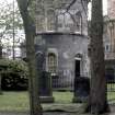 General view of watchtower,  St Cuthbert's Church burial ground, Edinburgh.