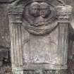 Detail of headstone to James Craigie d. 1743, Glencorse Parish Churchyard.