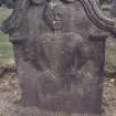 View of headstone with female figure, possibly in Tillicoultry
Old Parish Church burial Ground.