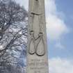 View of obelisk commemorating James Stirling d. 1855,  New Kilpatrick Parish Church Burial Ground, Bearsden.