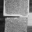 Photographic copy of two rubbings of the reverse of Forteviot no.1 cross slab and an unidentified carved stone.