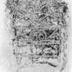 Photographic copy of rubbing showing detail from the face of Clynekirkton no 1 Pictish symbol stone.