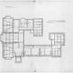 Photographic copy of plan showing timbers of bedroom floors and drawing of one of the trussed beams for kitchen wing, Aros House, Mull