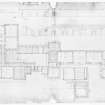Photographic copy of plans of elevations of kitchen wing and stable offices, Aros House, Mull.