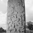 Detail of the upper portion of reverse of Aberlemno no.3 Pictish cross slab.