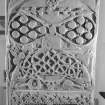 Detail of upper portion of reverse of Rosiemarkie no.1 Pictish cross slab in Groam House Museum, Rosemarkie.