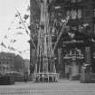 View of decorations for the Coronation of Queen Elizabeth II outside the Caledonian Hotel, Edinburgh.